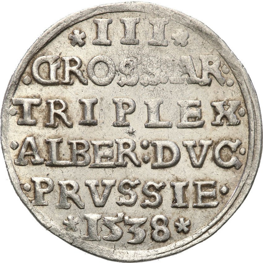 Prusy Książęce. Albrecht Hohenzollern. Trojak (3 grosze) 1538, Królewiec